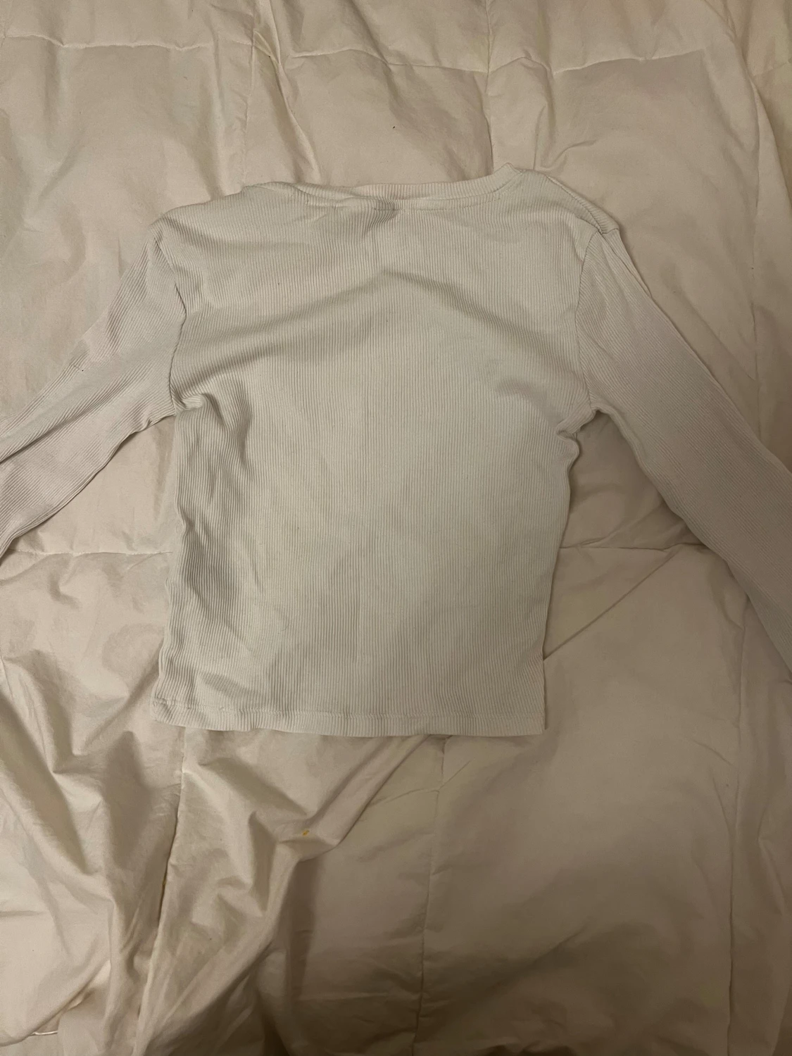 Ribbad beige långärmad topp H&M XS - 3