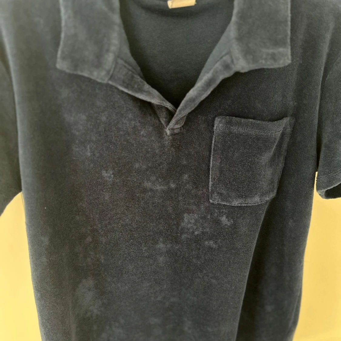 Mörkblå frotté pikétröja Lindex - 1