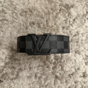 Louis Vui-tton rutig svart bälte - Snyggt Louis Vu-itton bälte med klassiskt spänne i matt svart metall. Bältet har ett rutigt mönster i svart och grått på utsidan och är i skinn. Insidan är ljusbrun med präglad logga. Perfekt accessoar för att lyfta din outfit.