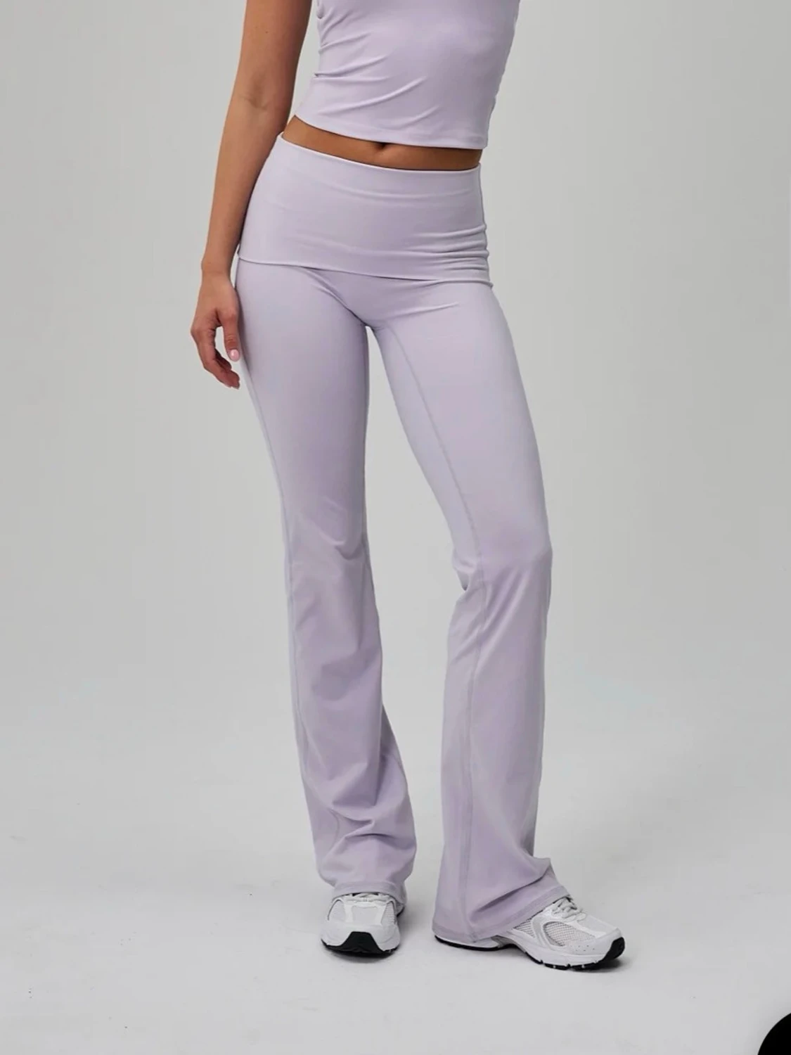 Neaty Fold Over Flare Pants - Lilac Mist