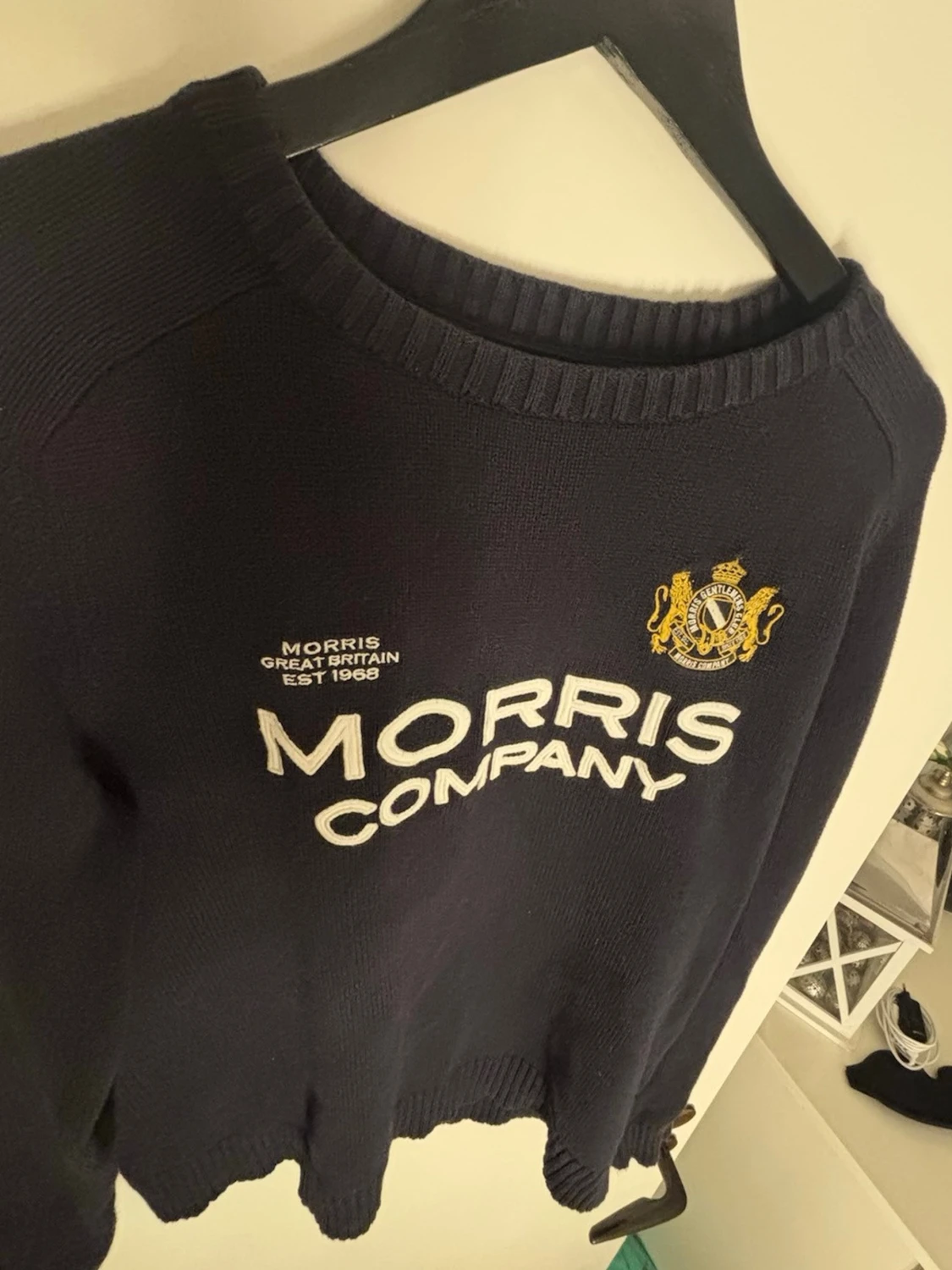 Mörkblå stickad tröja Morris Company - 3