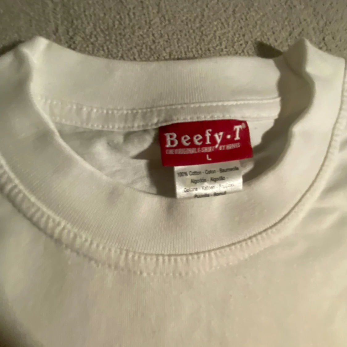 Vit Beefy-T t-shirt i bomull, L - 1