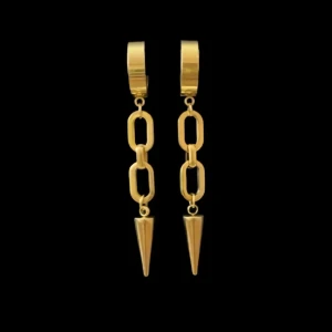 Guldiga kedjeörhängen med spets  - Priset avser ett par örhängen. Finns även i silverfärgad variant.  Material: rostfritt stål Längd: ca 45 mm Nickelfria och handgjorda.