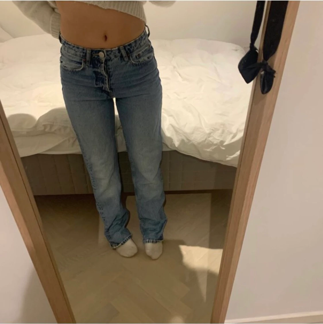 Mid Rise Straight Jeans