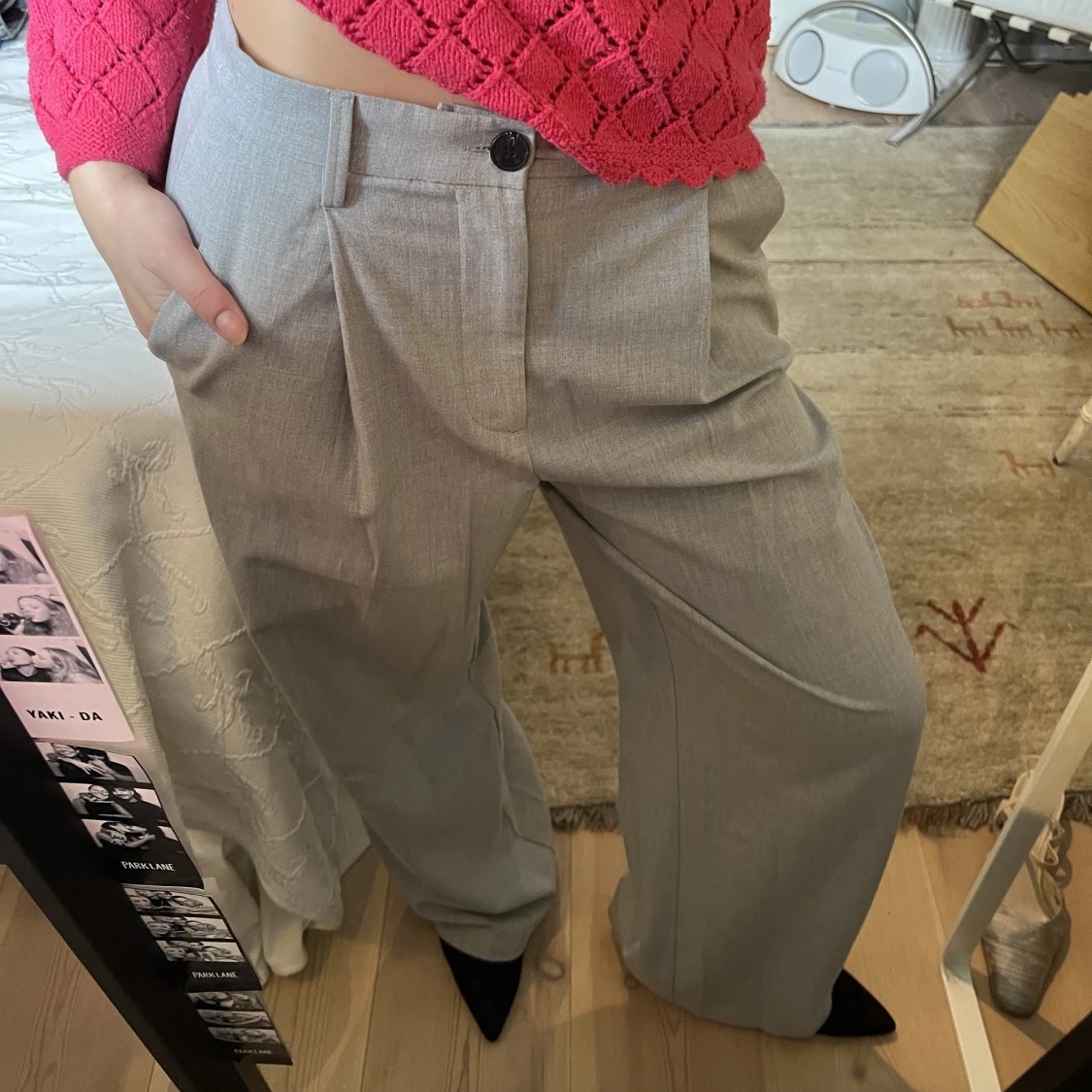 Grå baggy kostymbyxor - 91