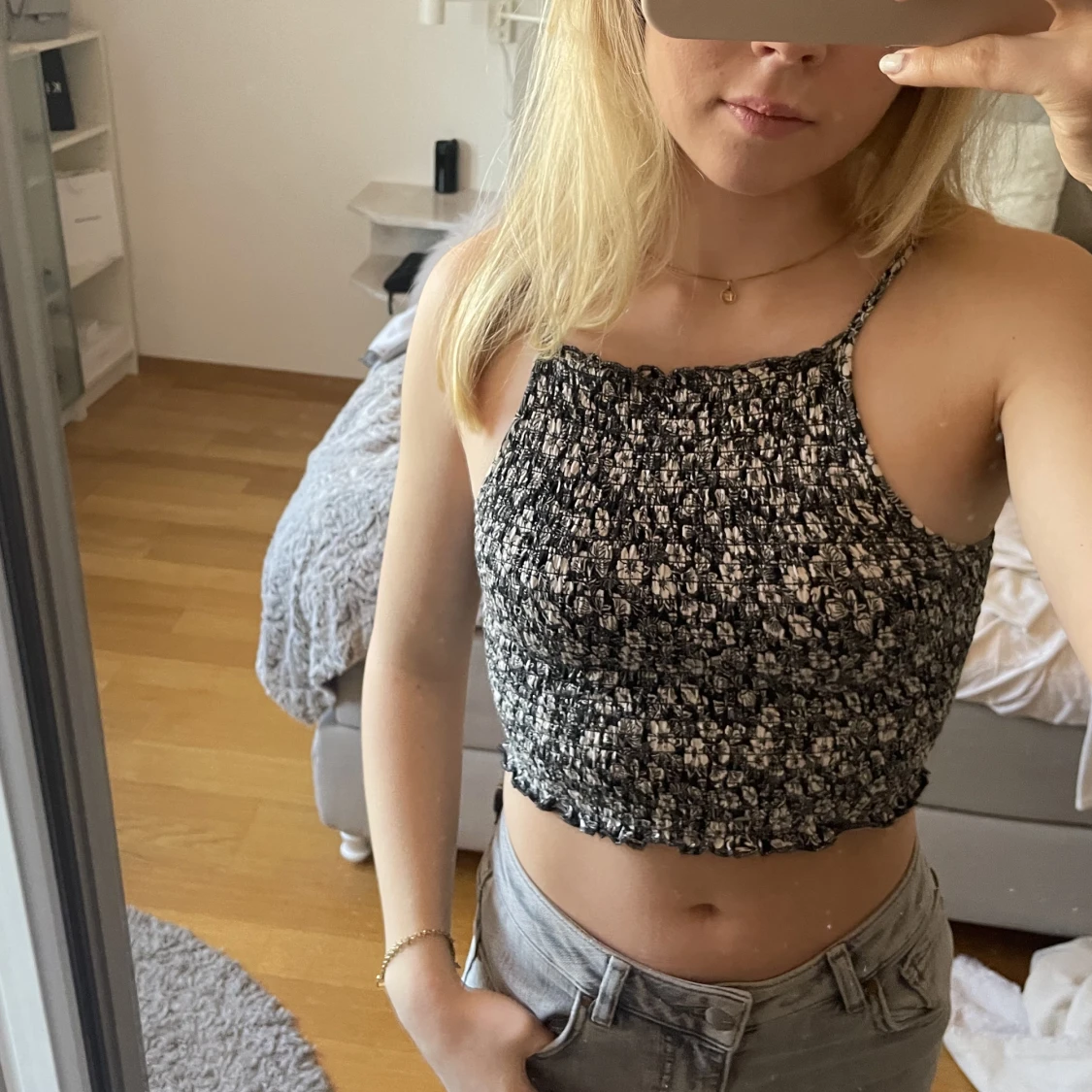 Mönstrad croppad topp - 91