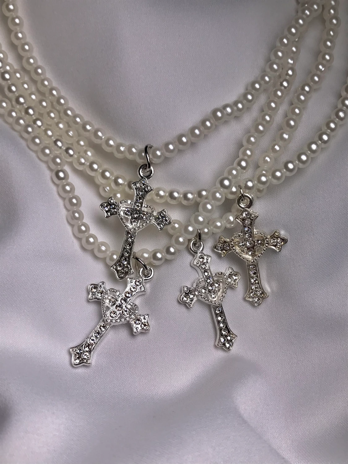 Rhinestone cross necklace - 90