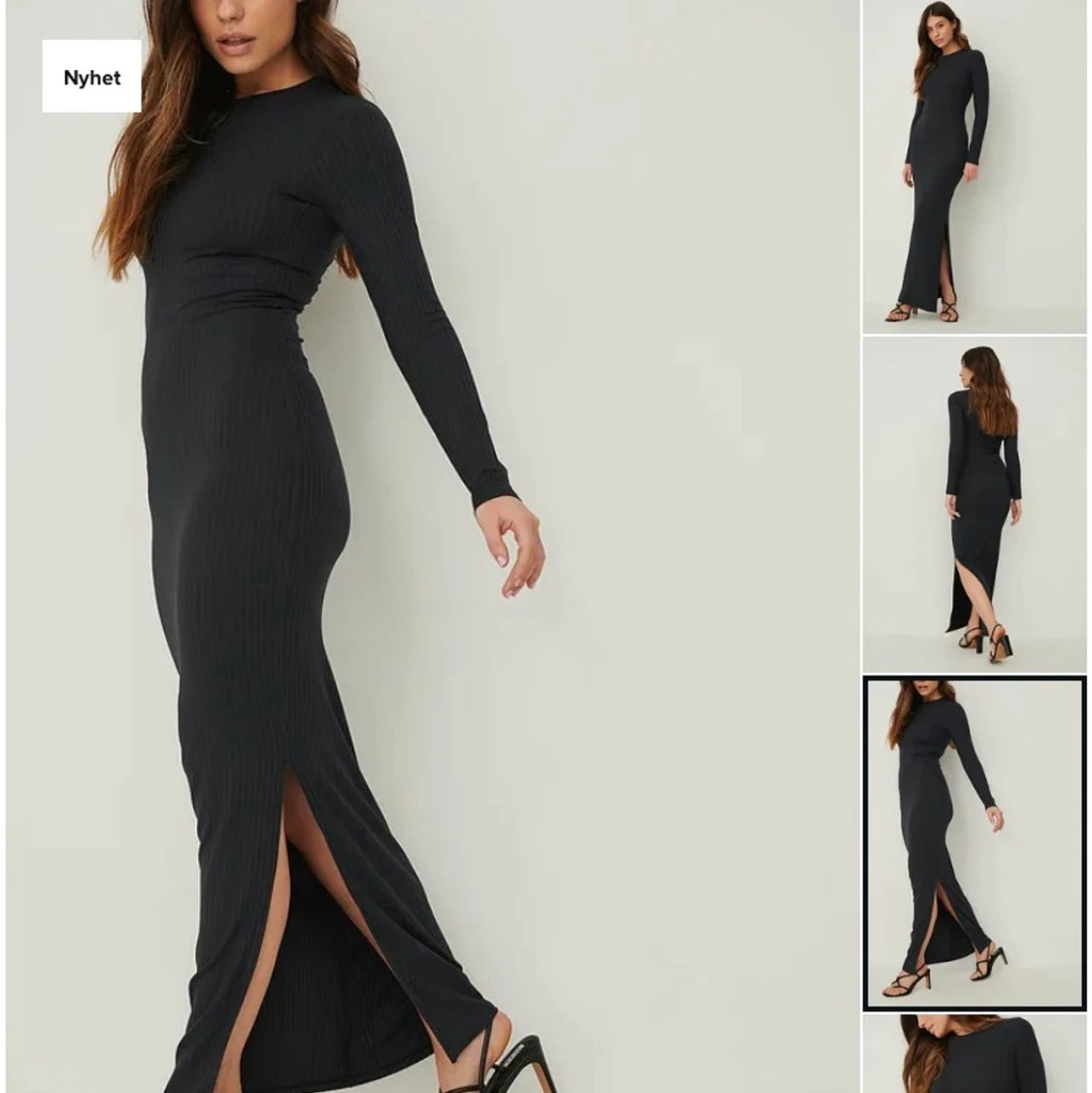 Ribbstickad långklänning med slits// nakd - 90