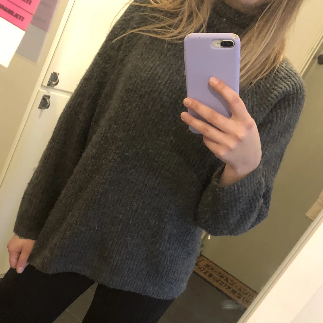 Stickad tröja med krage - 90