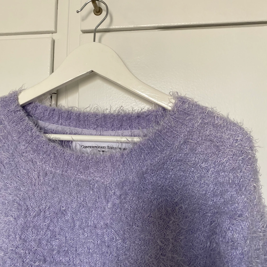 Lila stickad tröja - 90