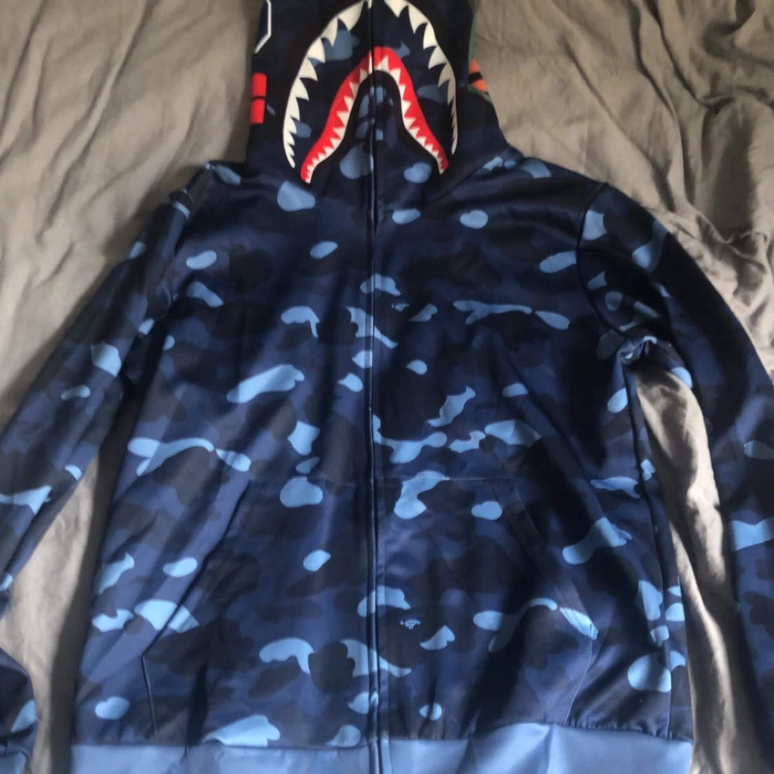 bape hoodie blå