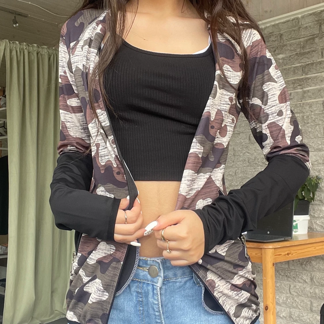 Leopard print military print jumper 