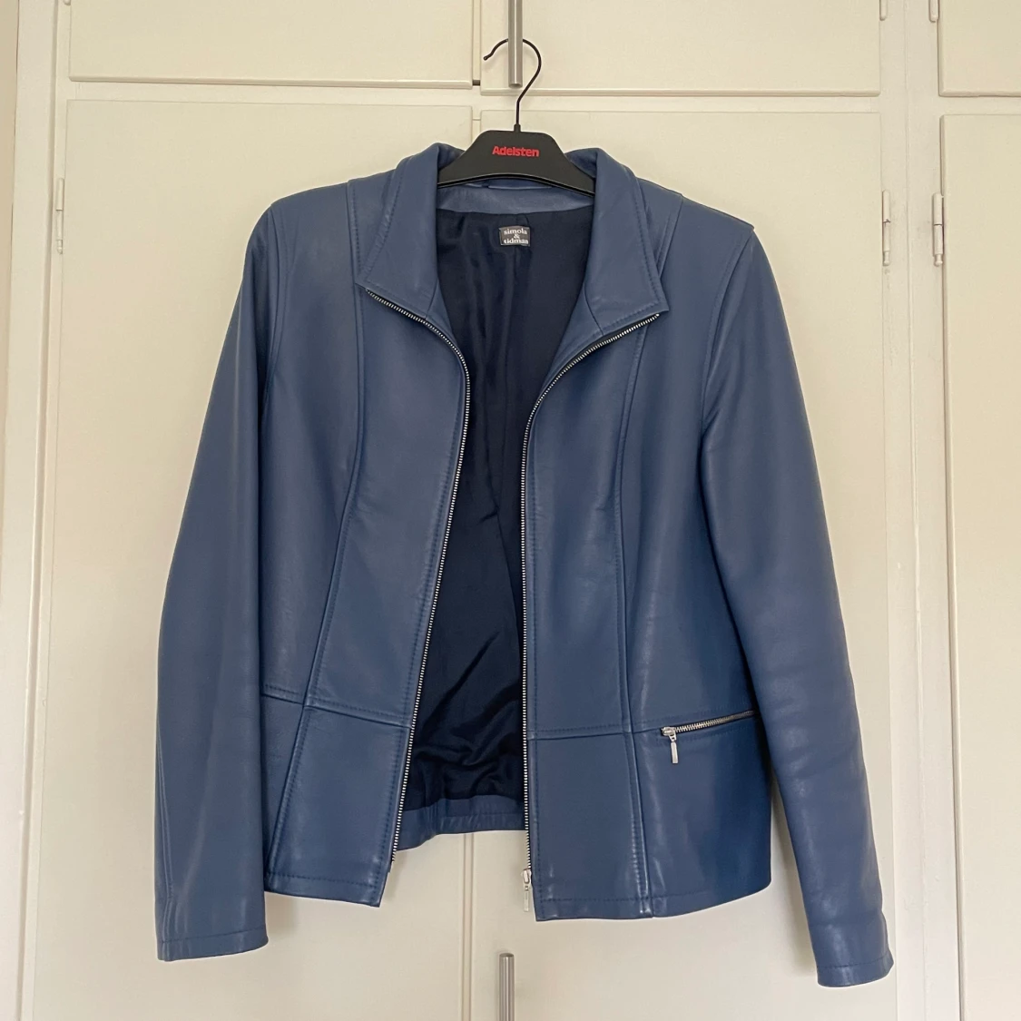 Blå vintage skinnjacka - 90