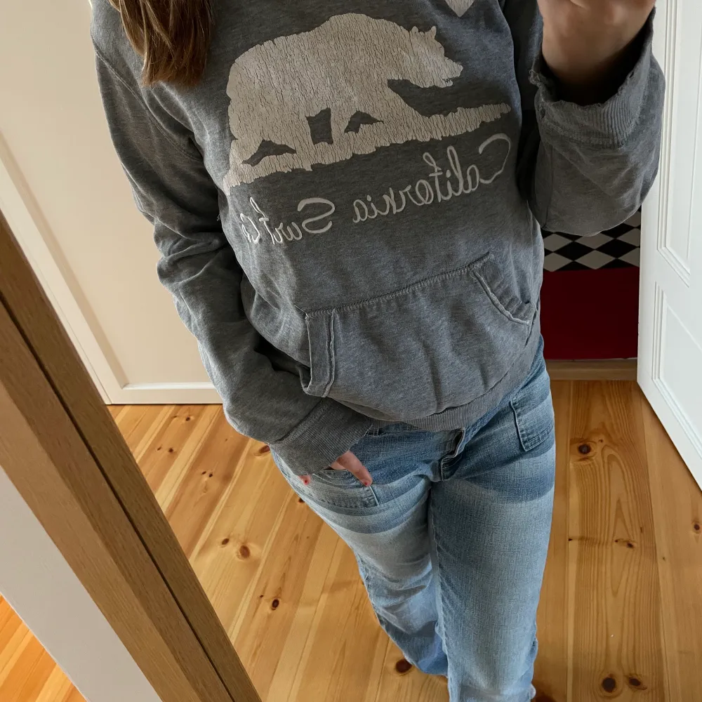 Assnygg grå hoodie från Cali Love som jag köpt i USA för 300kr men säljer för endast 100💗. Hoodies.