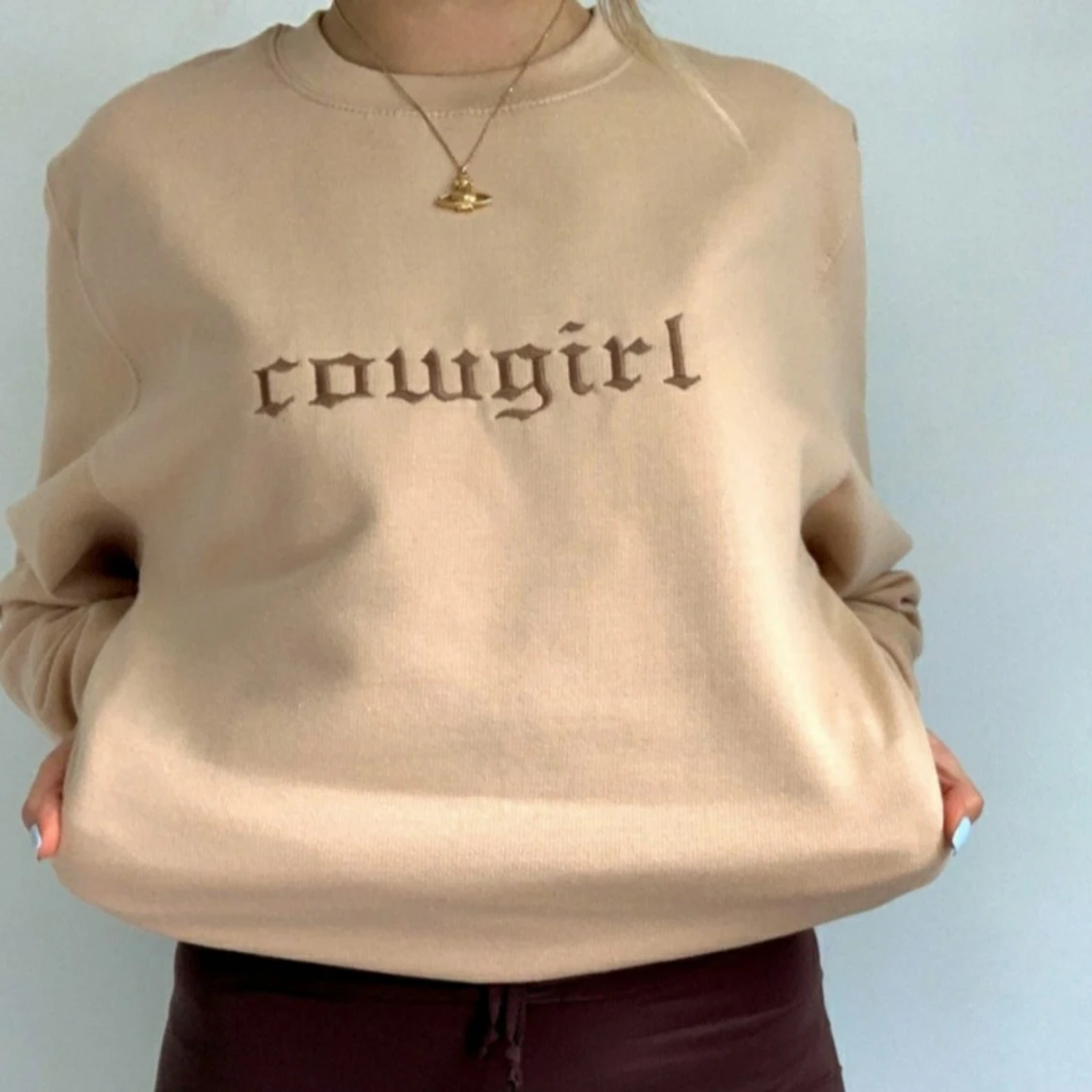 COW GIRL BRODERI SWEATSHIRT( ROSA)
