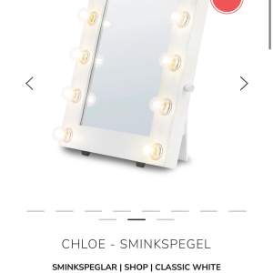 Säljer min oanvända sminkspegel från sminkspegel.se i ”CHLOE”. Aldrig använd kommer i kartong, kvitto finns. Nypris 2499kr 