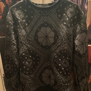 Mönstrad collage tröja från H&M - Cool mönstrad tröja i rätt bra skick, men syns att den är använd. Katt i hemmet. Kan mötas upp i Uddevalla om ej så står köparen för frakten. 