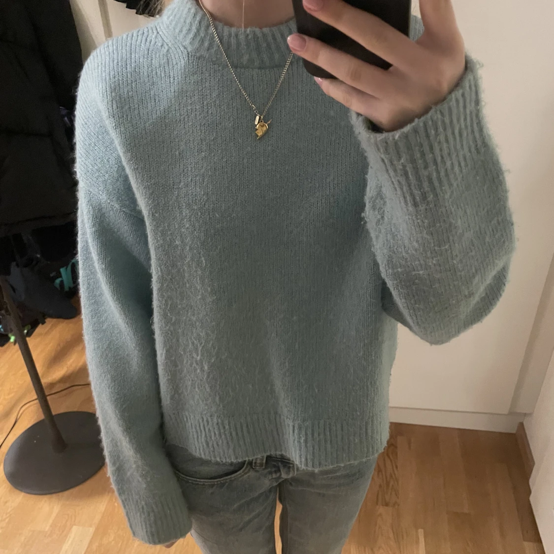 turkos stickad tröja 