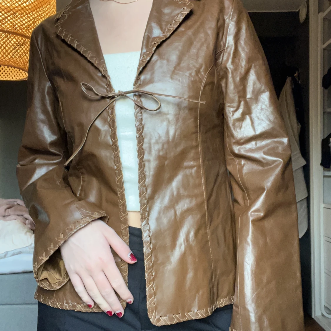 Brun skinnjacka - 90