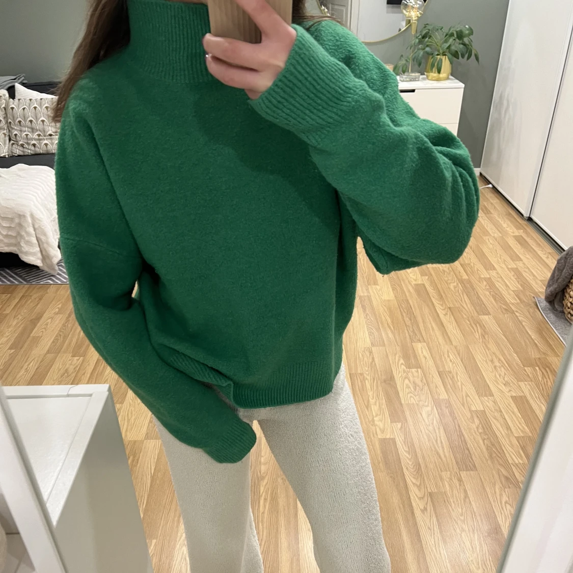 Grön stickad tröja  - 90