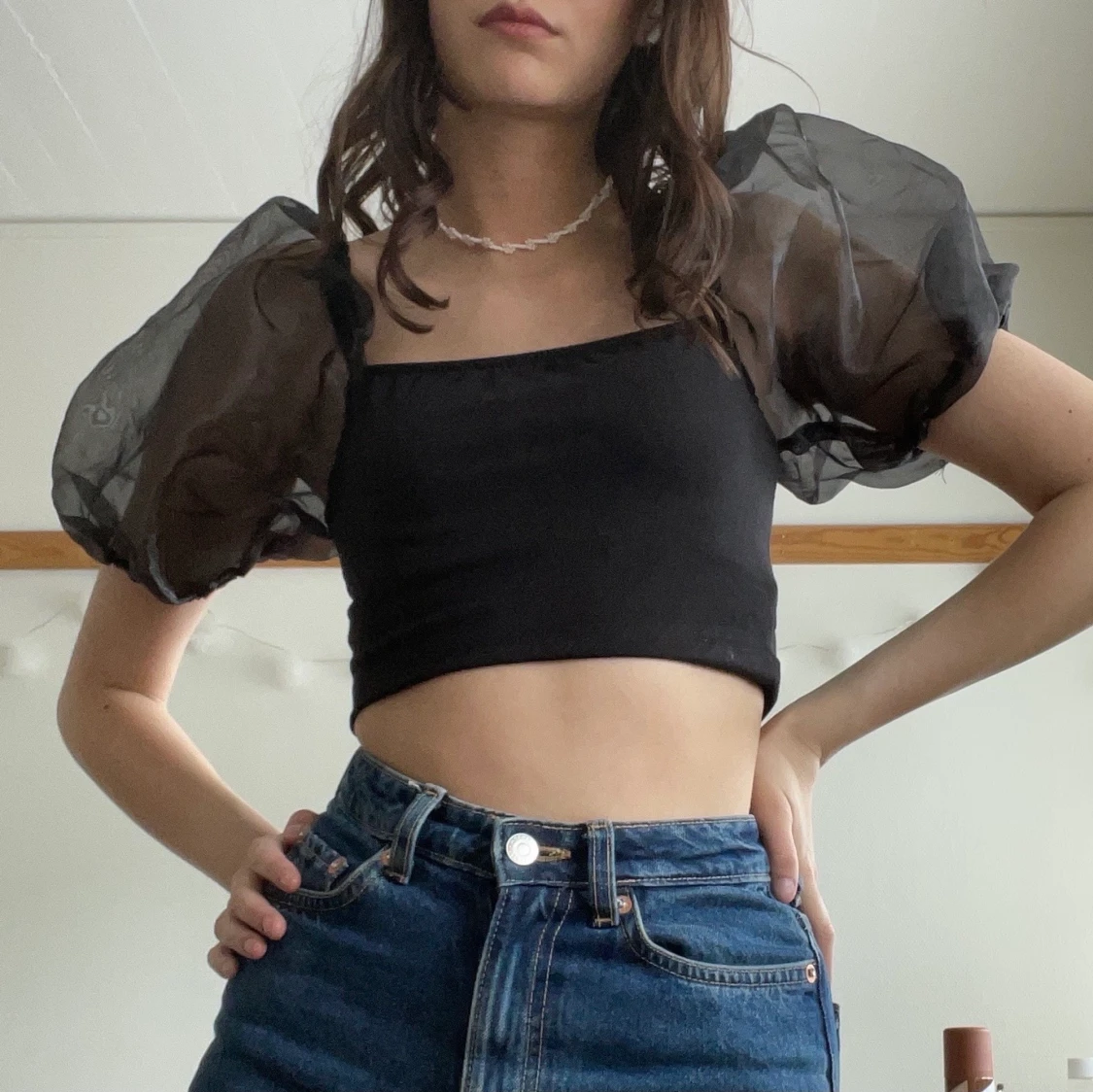 Festtopp med puffärmar - 91