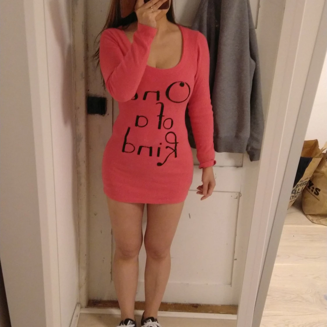 Rosa långarma klänning 34 - 90