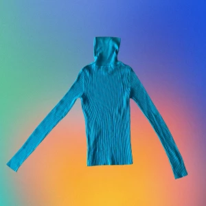 Blå/ Turkos polo tröja  - Polo tröja i en riktig fin blå färg. Tyget är ribbat och tröjan är tight i passformen. Den är i gott skick.