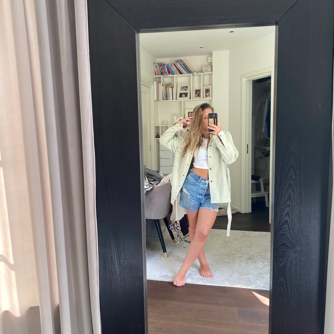 Grön oversized jeansjacka  - 90