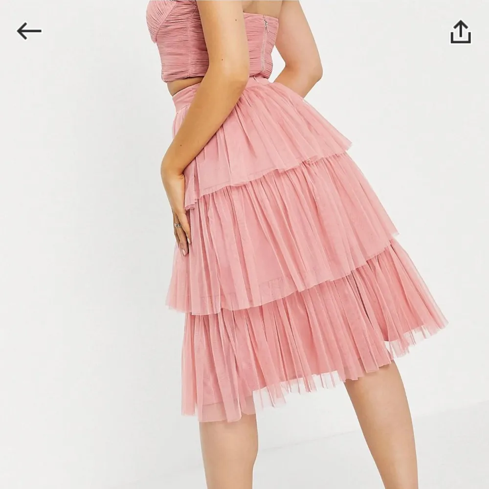 En helt ny och oanvänt kjol från asos som är rosa och hr fina volanger som passar jättebra till storlek 36 och petite 🌸. Kjolar.