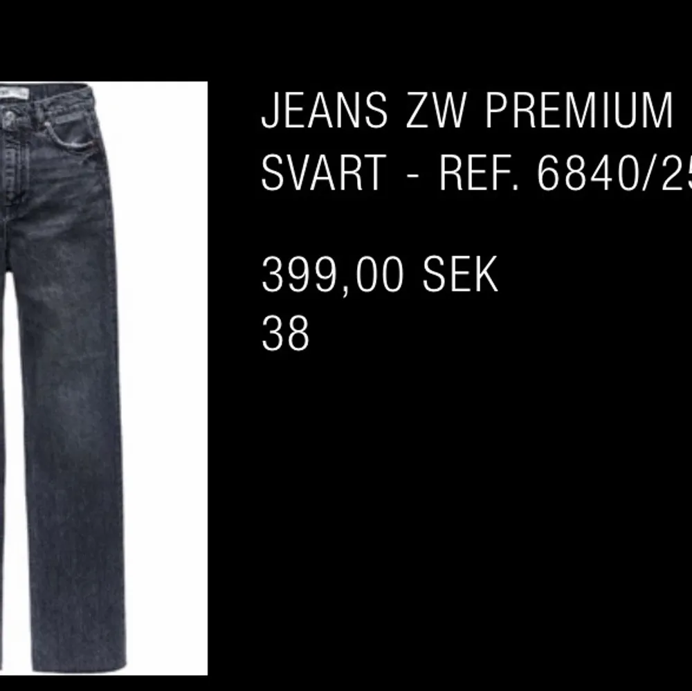 Gråa jeans från zara i storlek 38. Med wide leg, avklippta för alldeles för långa för mig (163cm) men fortfarande långa så funkar för personer upp till 168-170cm. Nypris 399kr. Jeans & Byxor.