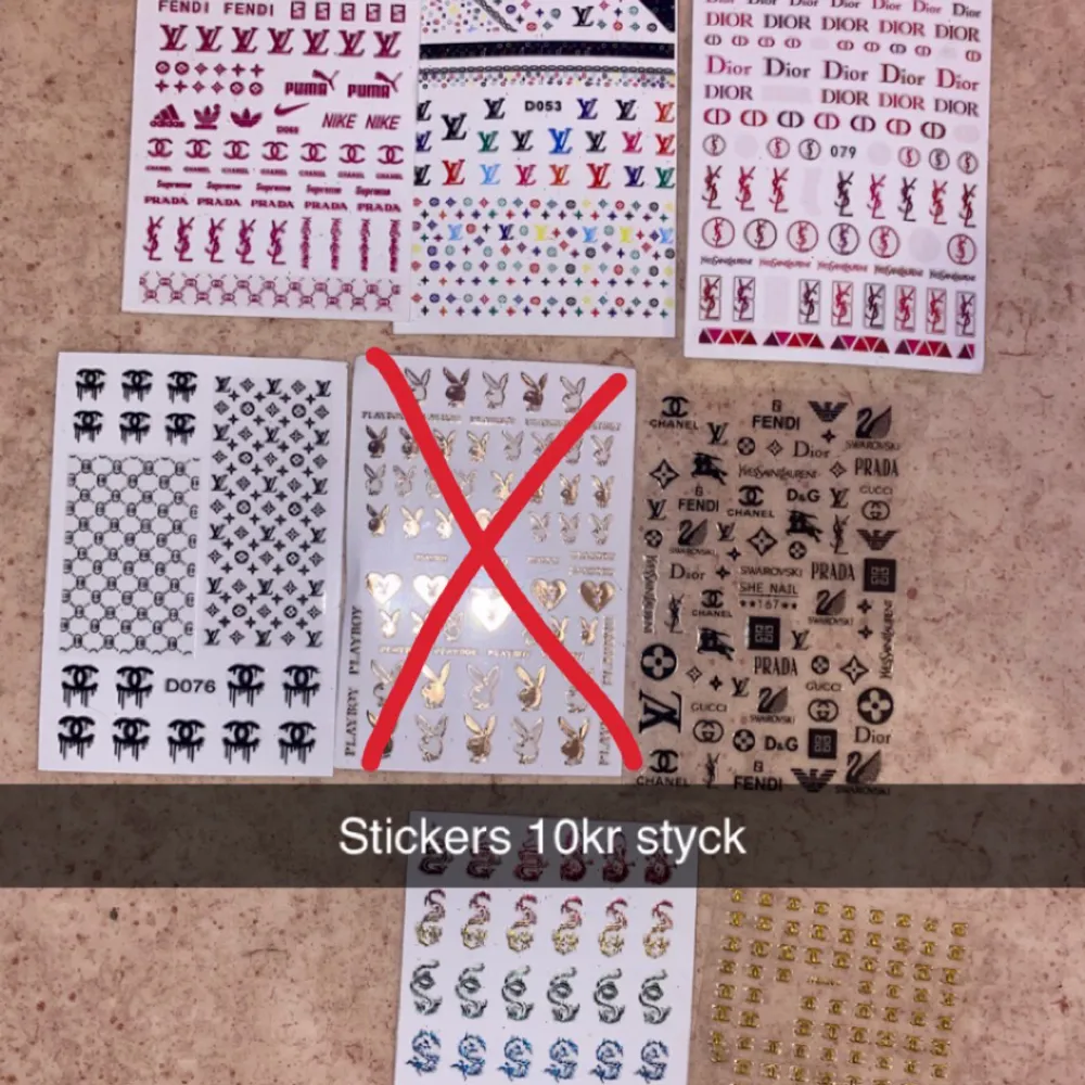 Stickers och glitter till gelénaglar. . Övrigt.