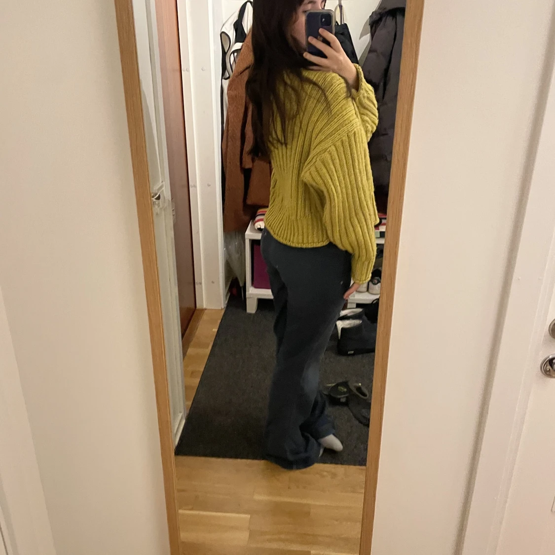 Grön stickad tröja - 90