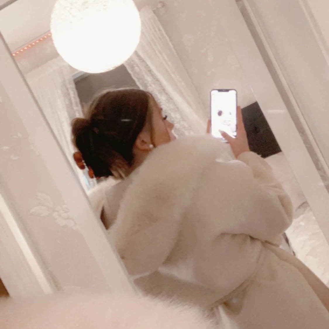 Beige kappa med päls - 91