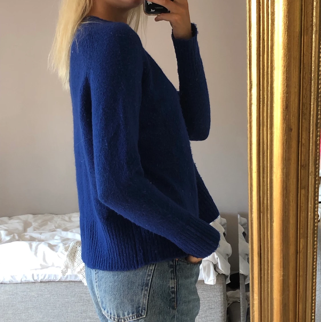 Blå stickad topp Mango - 90