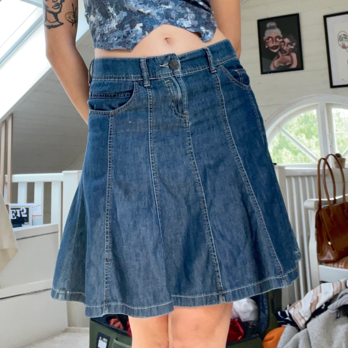 Lågmidjad jeanskjol - 90