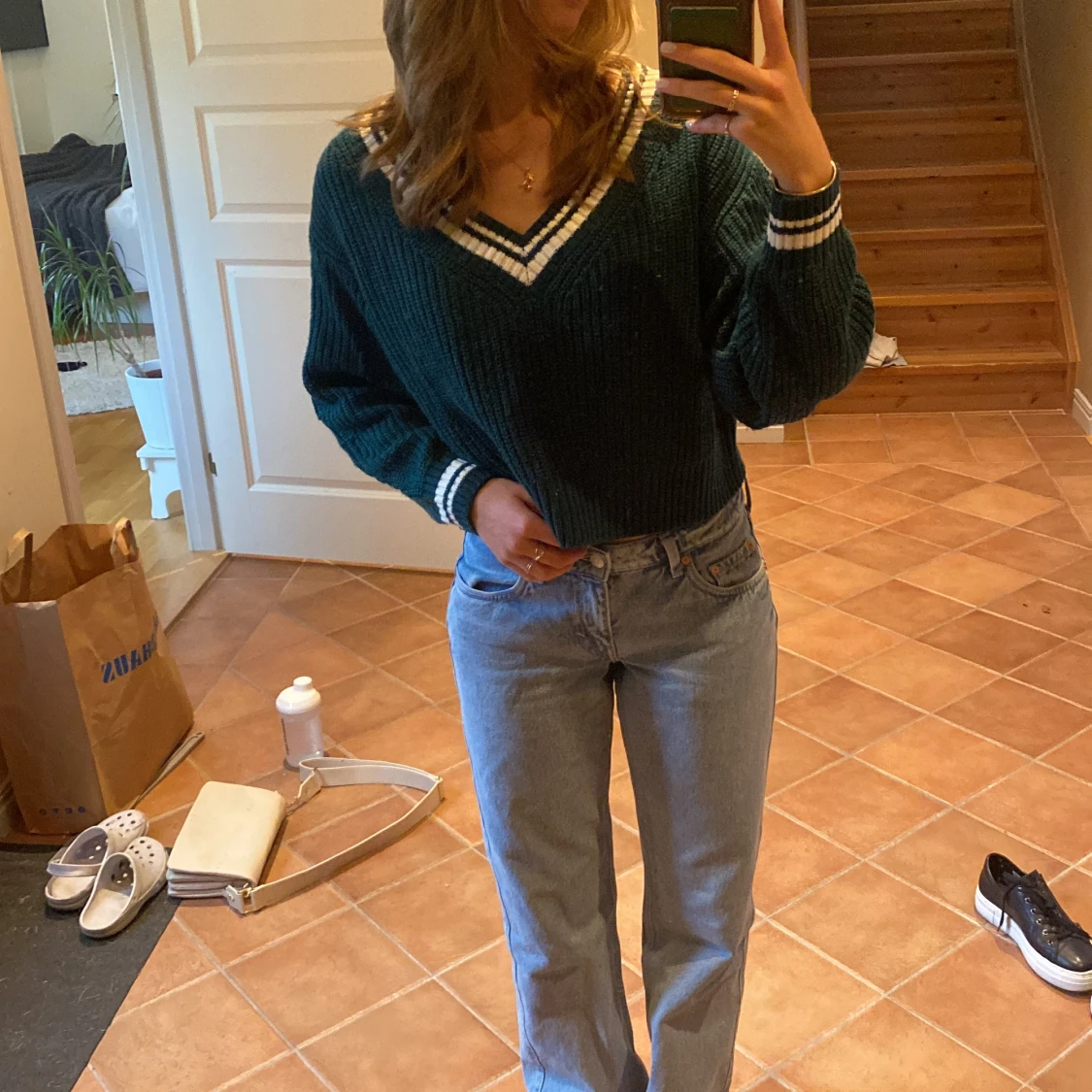 Grön stickad tröja