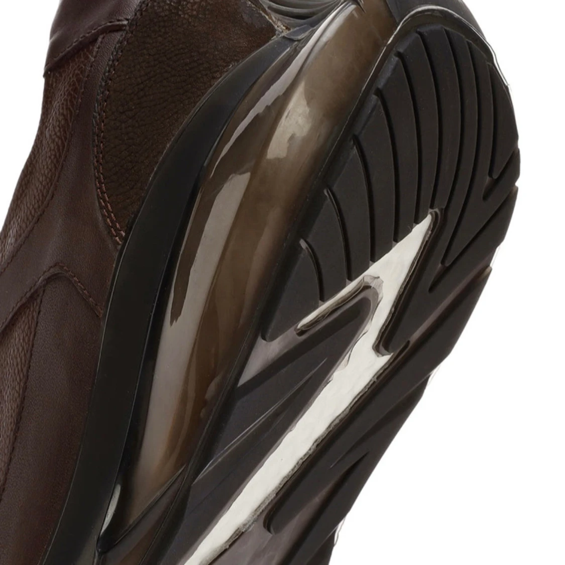 Bruna läder sneakers med luftig sula - 3