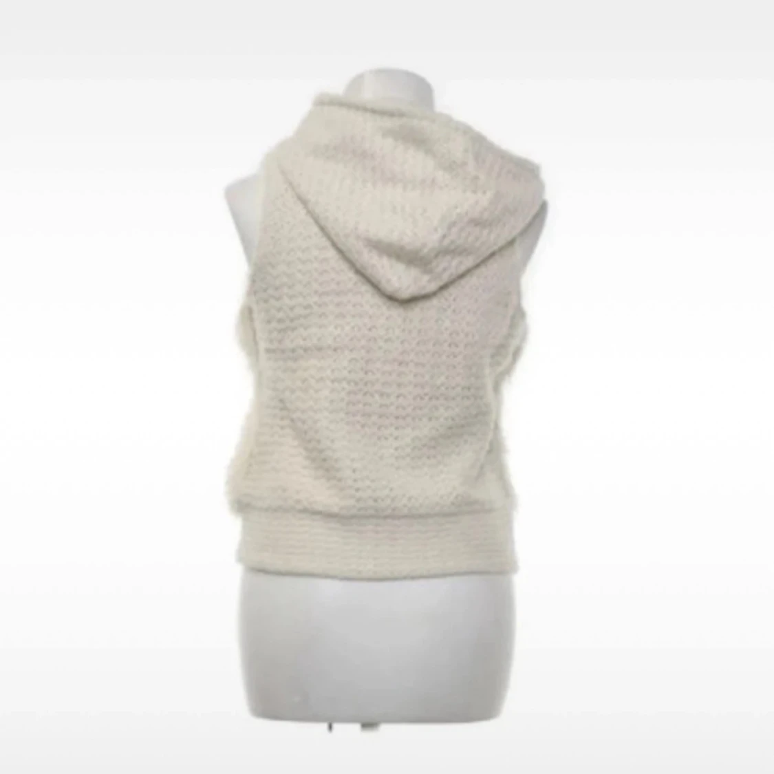 Vit pälsväst med huva - 2