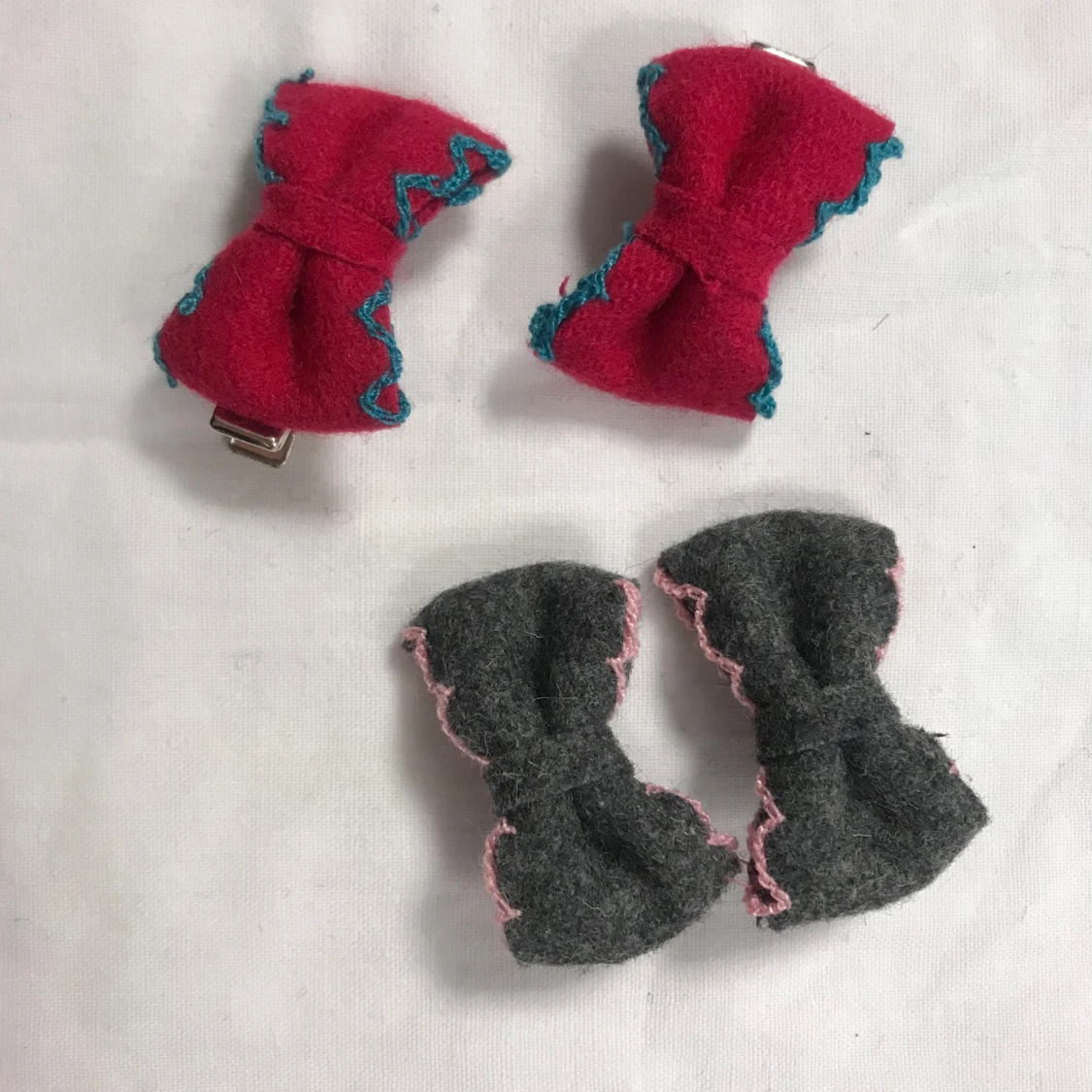 Färgglada rosettformade ull  hårklämmor - 2