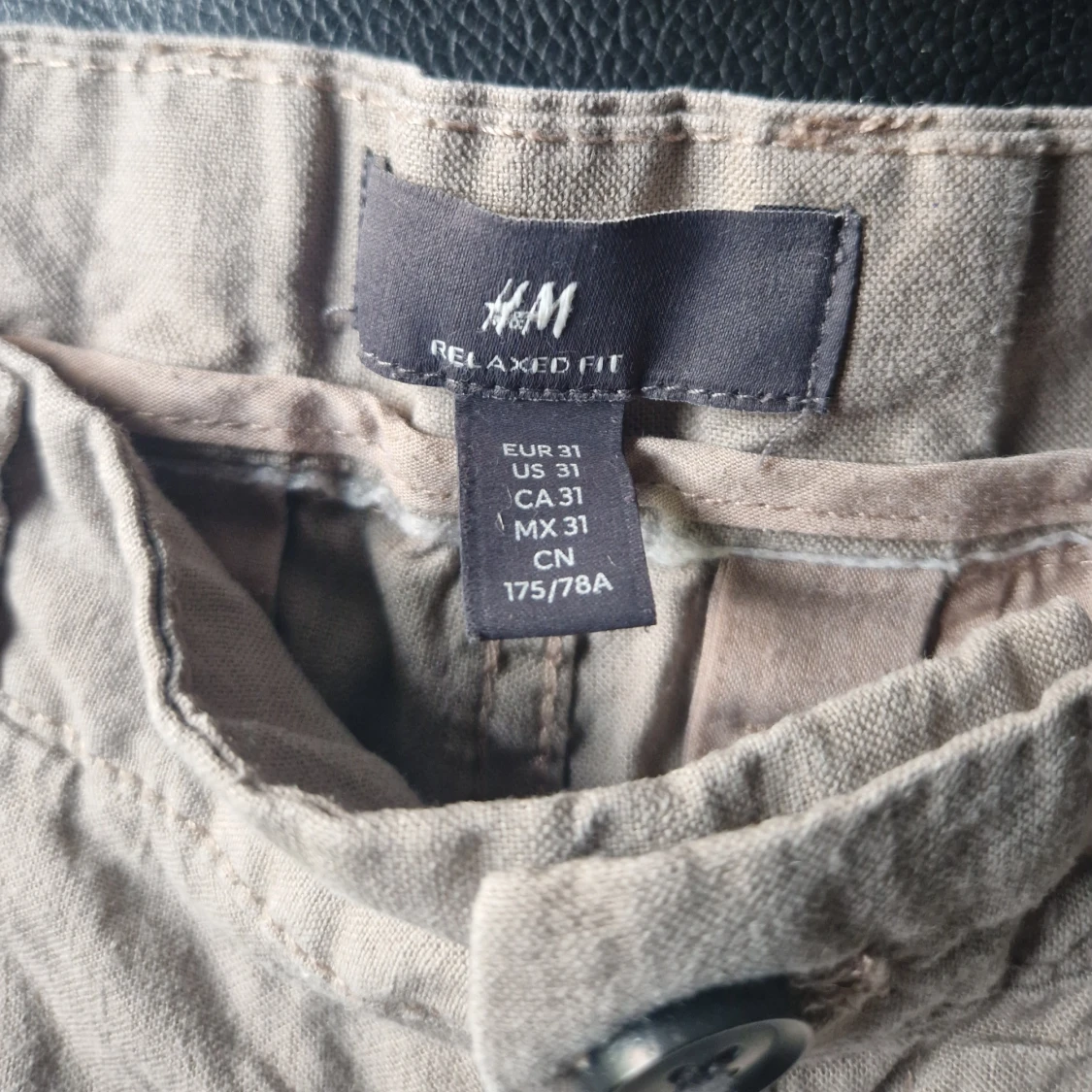 Beiga linnebyxor från H&M, relaxed fit - 1