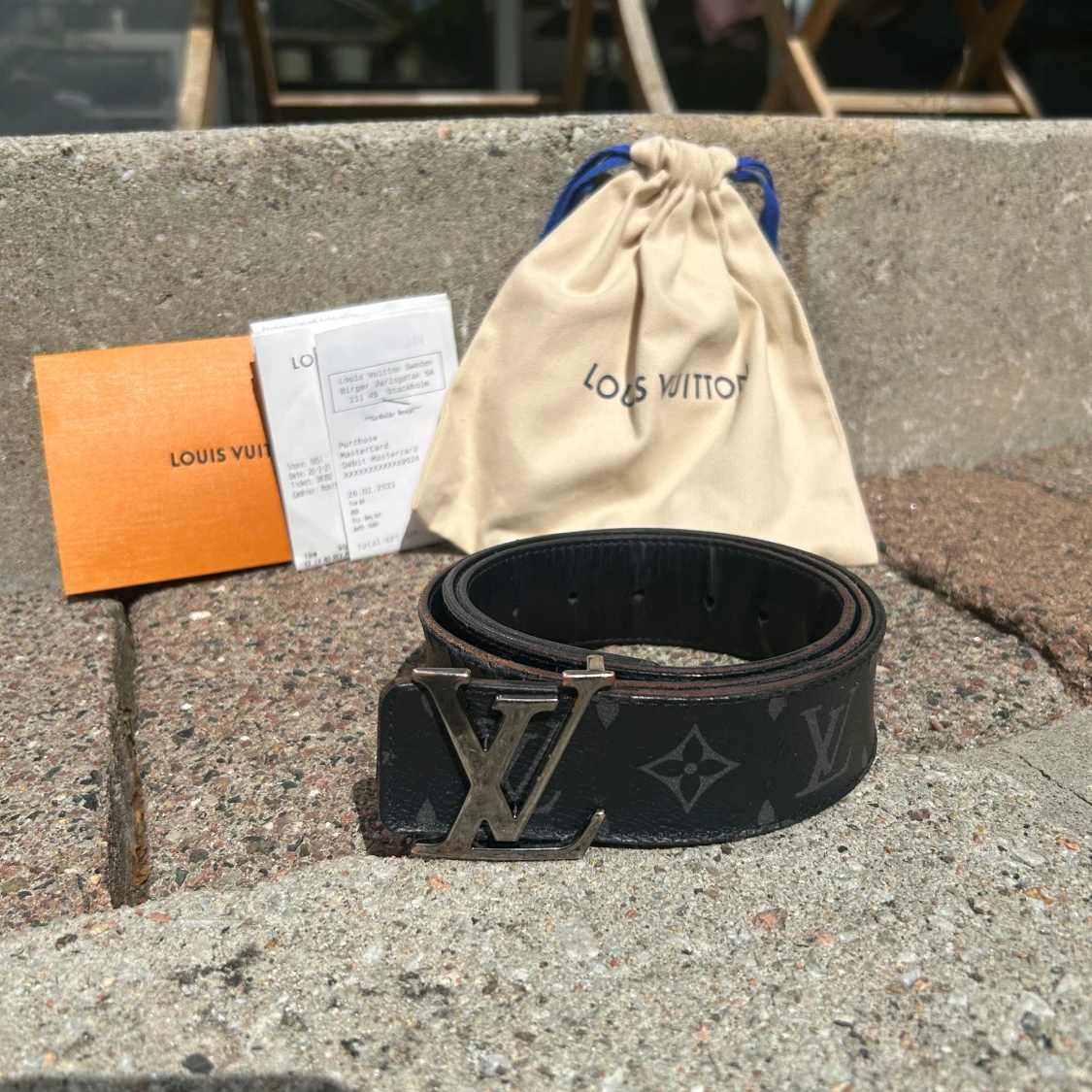 Louis Vuitton svart monogram skärp