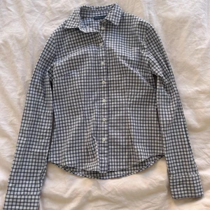 Rutig skjorta från Brandy Melville - Snygg rutig skjorta från Brandy Melville i blått och vitt. Klassisk krage, långärmad och med knappar hela vägen framtill. Skjortan har en normal passform och är gjord i mjuk bomull, perfekt för en chill och stilren look. Använd en gång