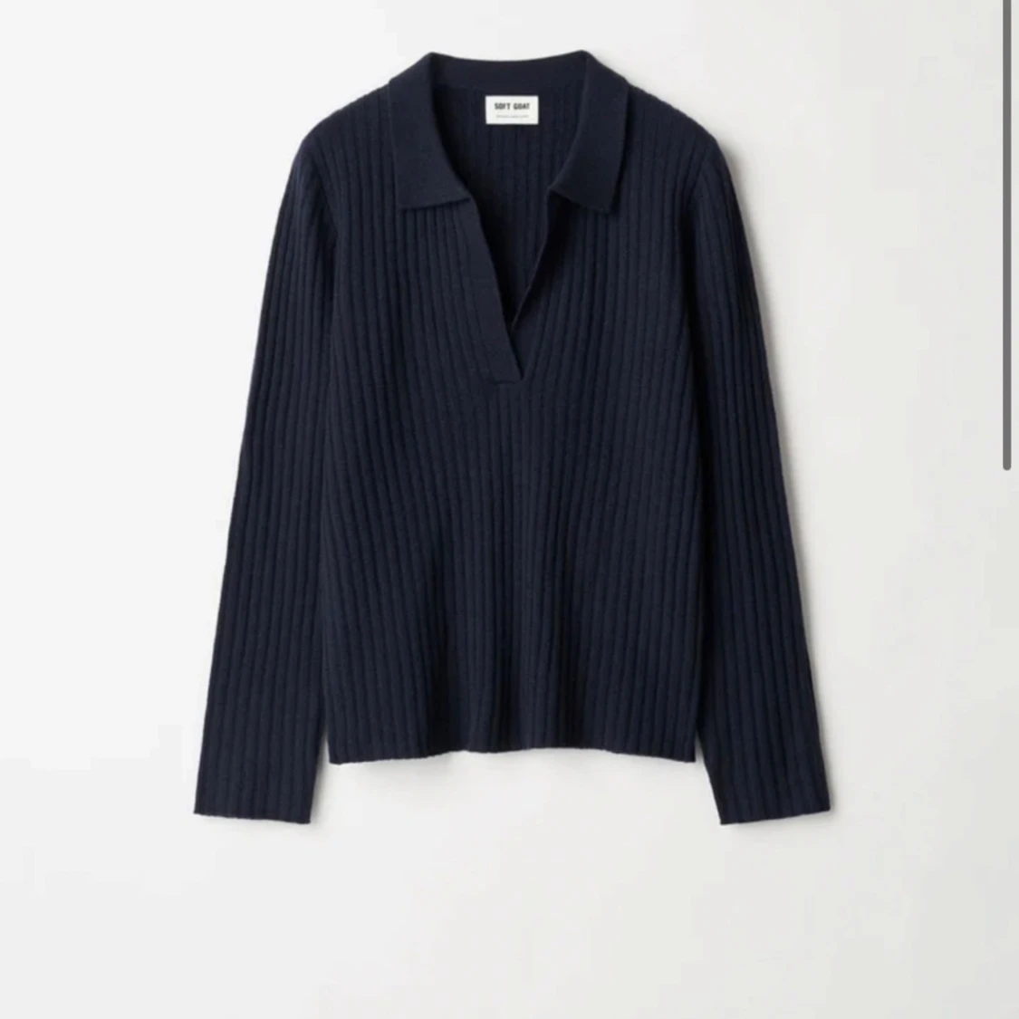 Mörkblå ribbstickad tröja Soft Goat - 2