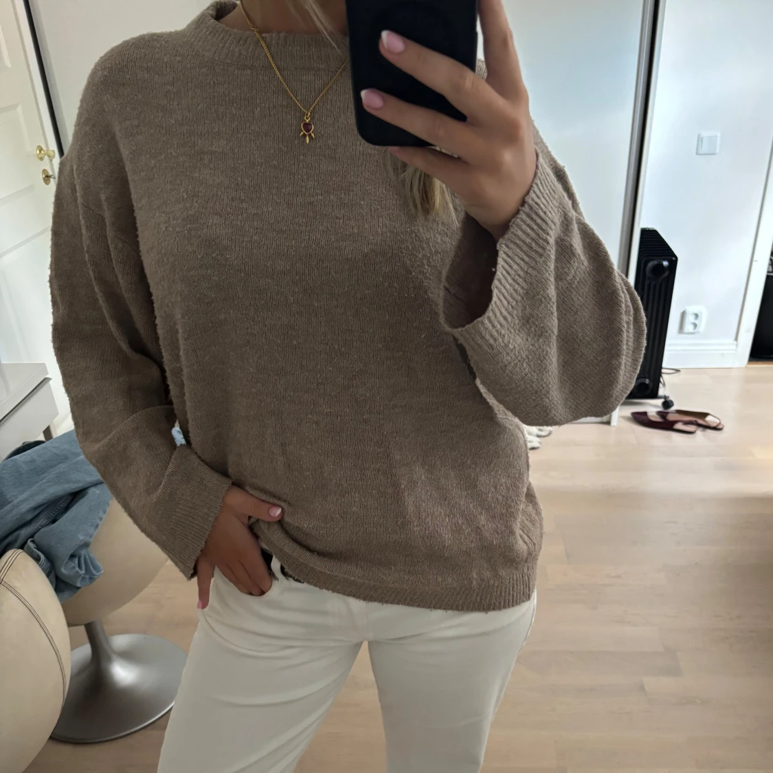 Brun/beige stickad tröja - 1