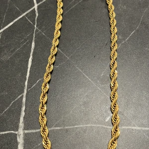 Guldpläterad cordell halsband - 8mm bred, 60cm lång