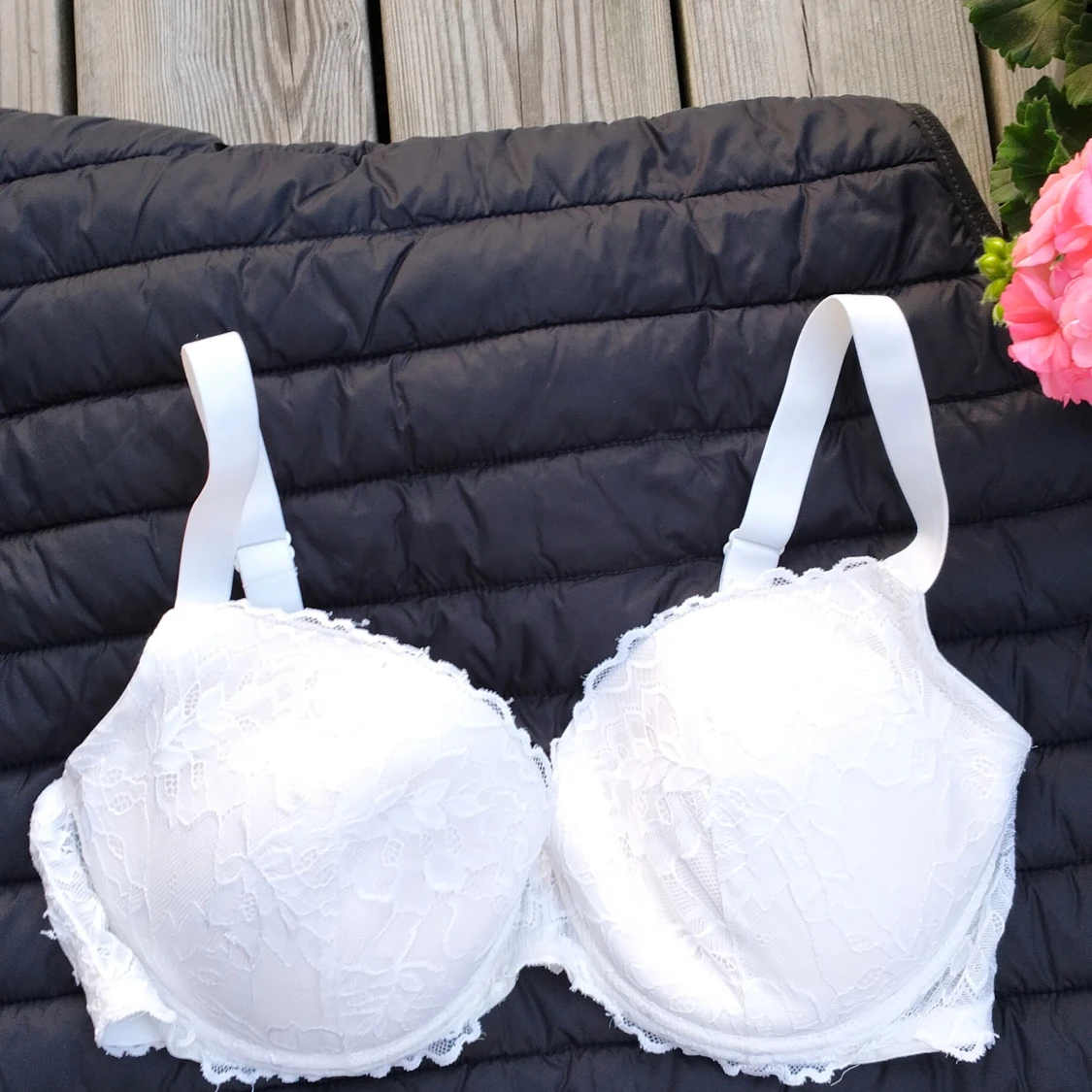 Vit spets-bh med justerbara band 85D  - 1