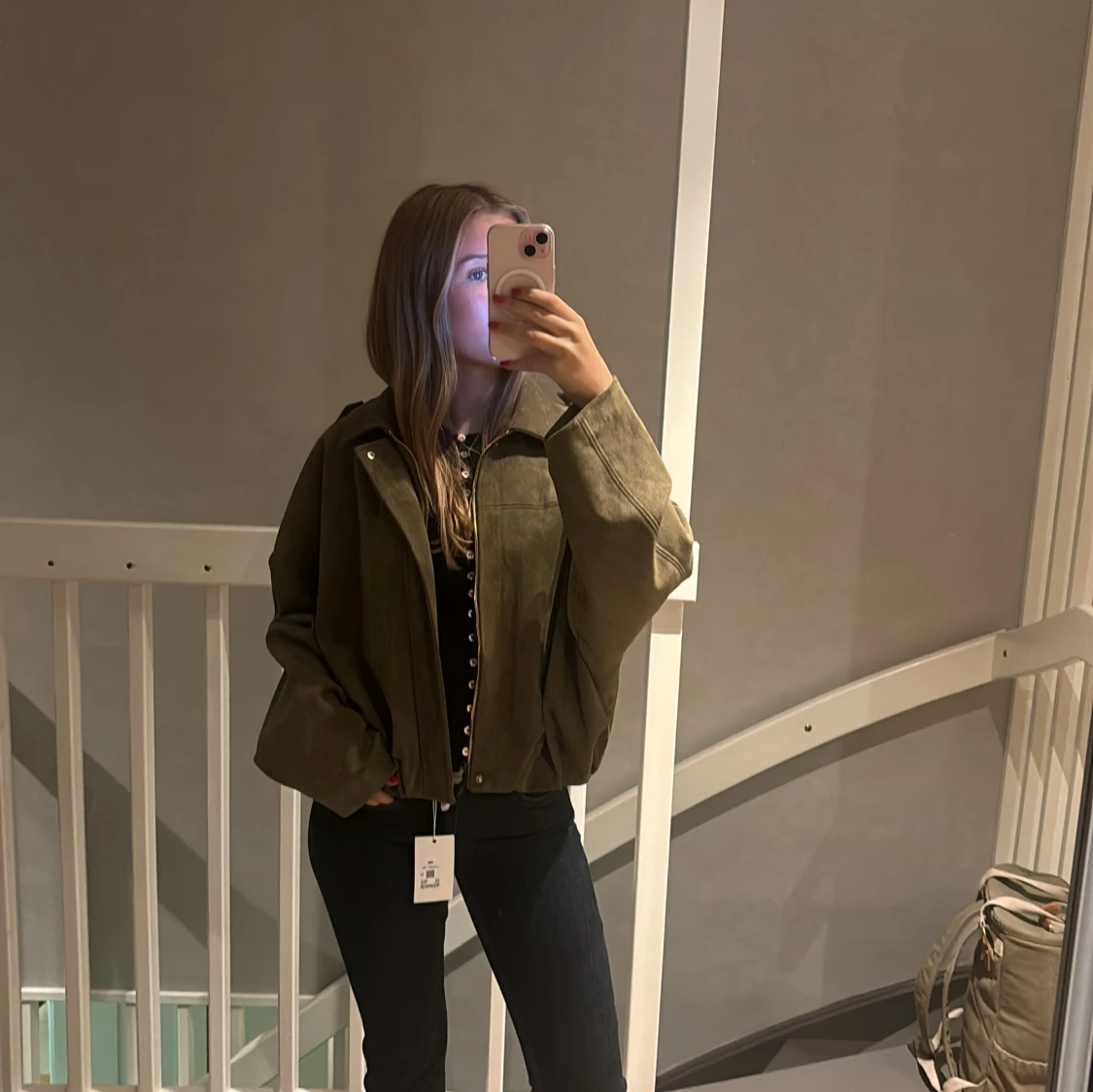 slutsåld mocka zara jacka grön - 1