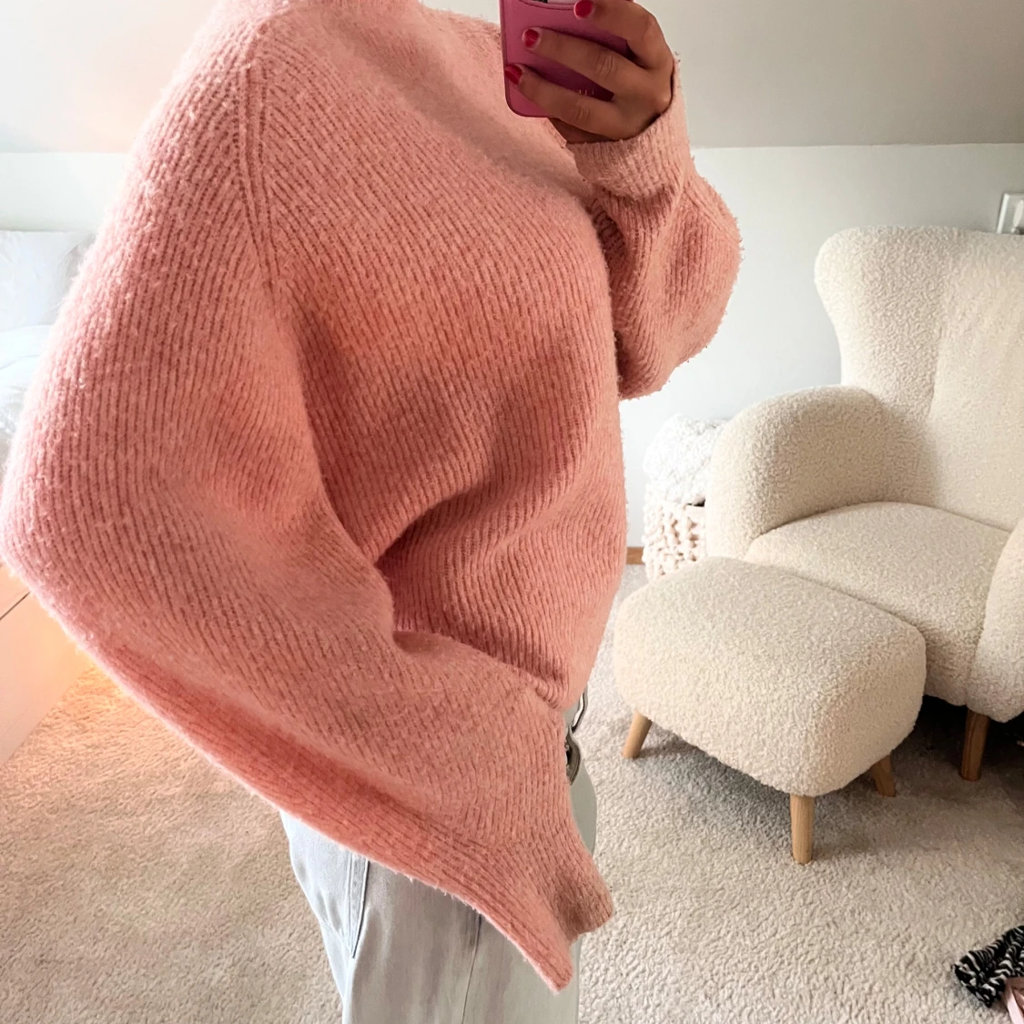 Ljusrosa stickad tröja från Weekday - 2