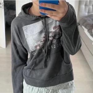 Grå hoodie med tryck  - Grå hoodie med tryck