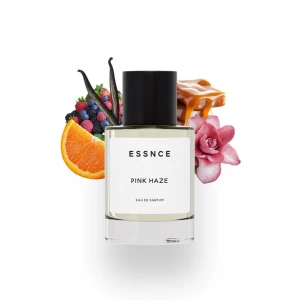 ESSNCE Pink Haze Eau de Parfum - ESSNCE Pink Haze är en parfym med fruktiga och blommiga toner, inslag av apelsin, bär, vanilj, karamell och blommor. Endast testad så nästan all parfym finns kvar. Perfekt sommarparfym och tycker den luktar extremt likt viva la juicy.